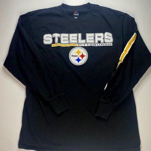 Pittsburgh Steelers Shirt Size L Men's Black NFL Team Apparel Long Sleeve